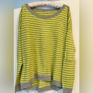 Wool Blend Hi-Lo GAP Sweater - Yellow/Gray Striped